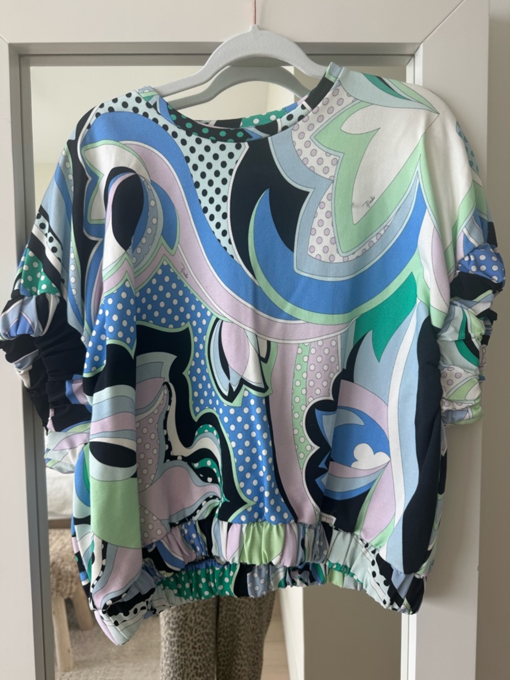 Emilio Pucci Abstract Swirl Pullover in Blue, Mint & Pink